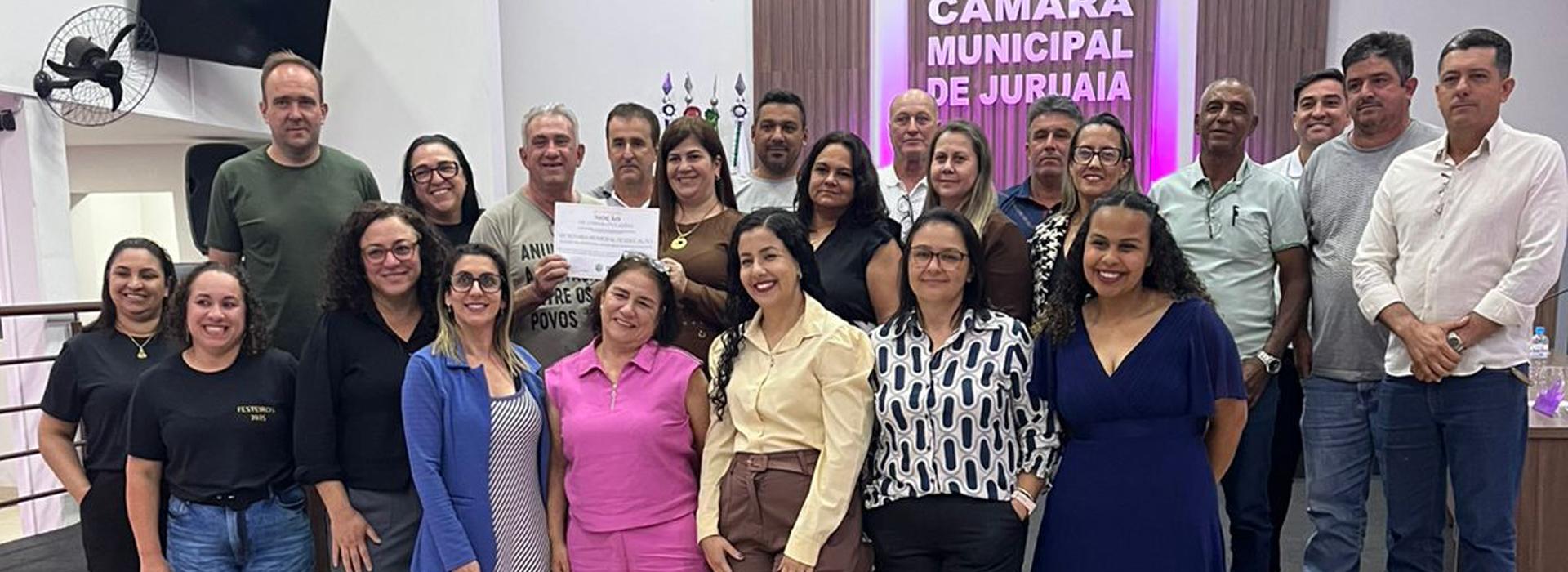Agradecimento à Câmara Municipal de Juruaia e aos Vereadores Dorival Antônio da Silveira e Esmael Alves da Trindade