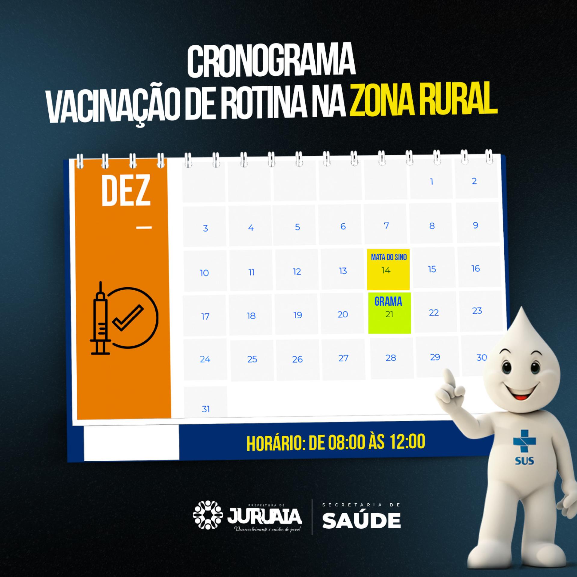 (DEZEMBRO) CRONOGRAMA - VACINAÇÃO DE ROTINA NA ZONA RURAL
