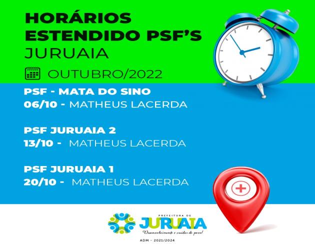CONFIRA AS DATAS DOS ATENDIMENTOS EM HORÁRIO ESTENDIDO NOS PSFs