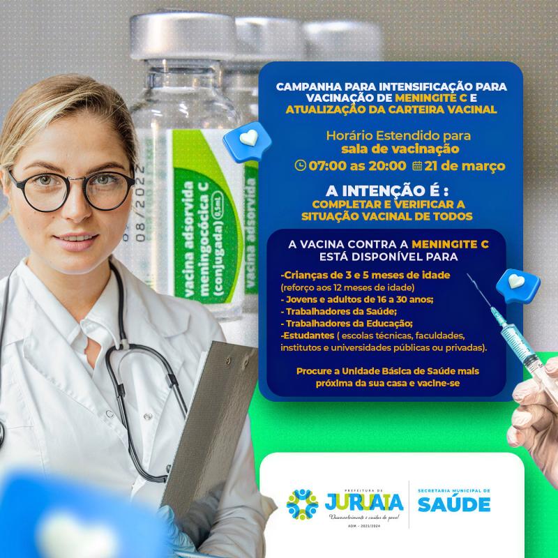 CAMPANHA PARA INTENSIFICAÇÃO DA VACINAÇÃO CONTRA MENINGITE C E ATUALIZAÇÃO DA CARTEIRA VACINAL