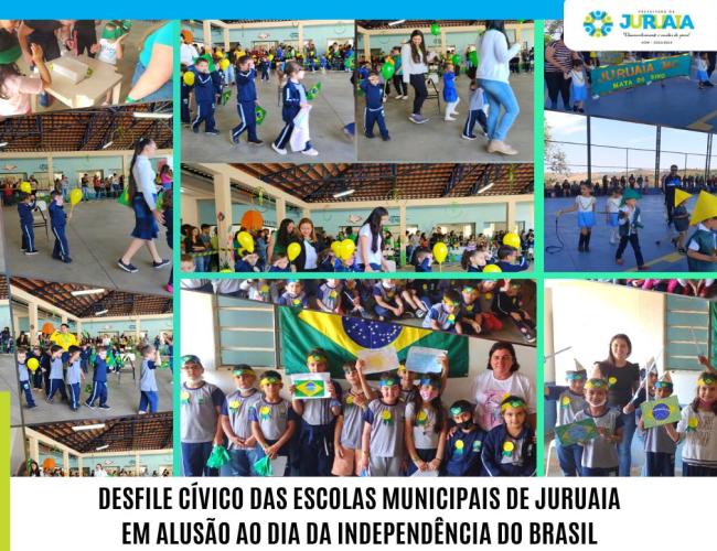 DESFILE CÍVICO DAS ESCOLAS MUNICIPAIS DE JURUAIA EM ALUSÃO AO DIA DA INDEPENDÊNCIA DO BRASIL