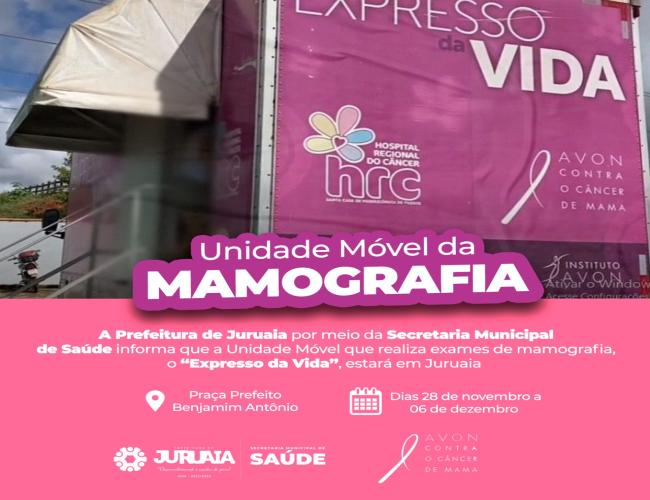 JURUAIA RECEBERÁ A VISITA DA UNIDADE MÓVEL DE MAMOGRAFIA EM NOVEMBRO