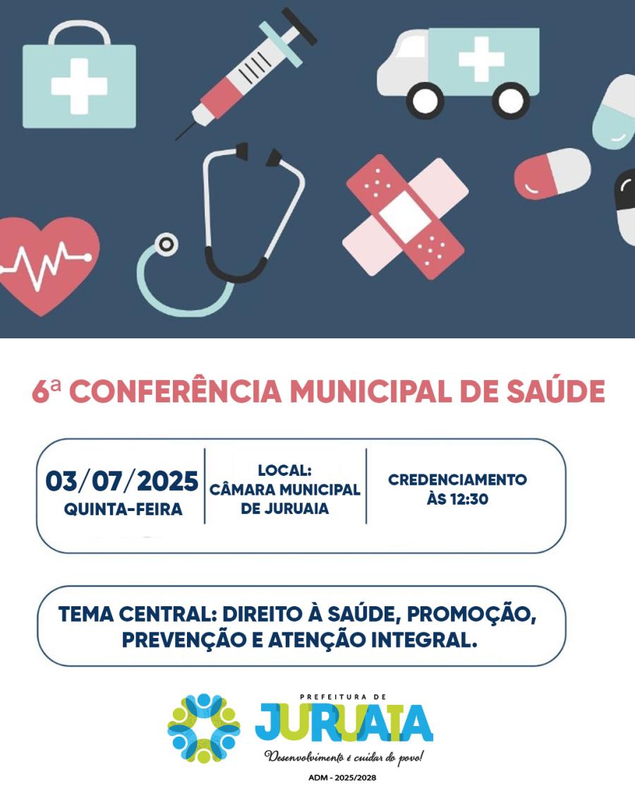 Juruaia realiza a 6ª Conferência de Saúde na Câmara Municipal nesta quinta-feira, dia 3 de julho de 2025   