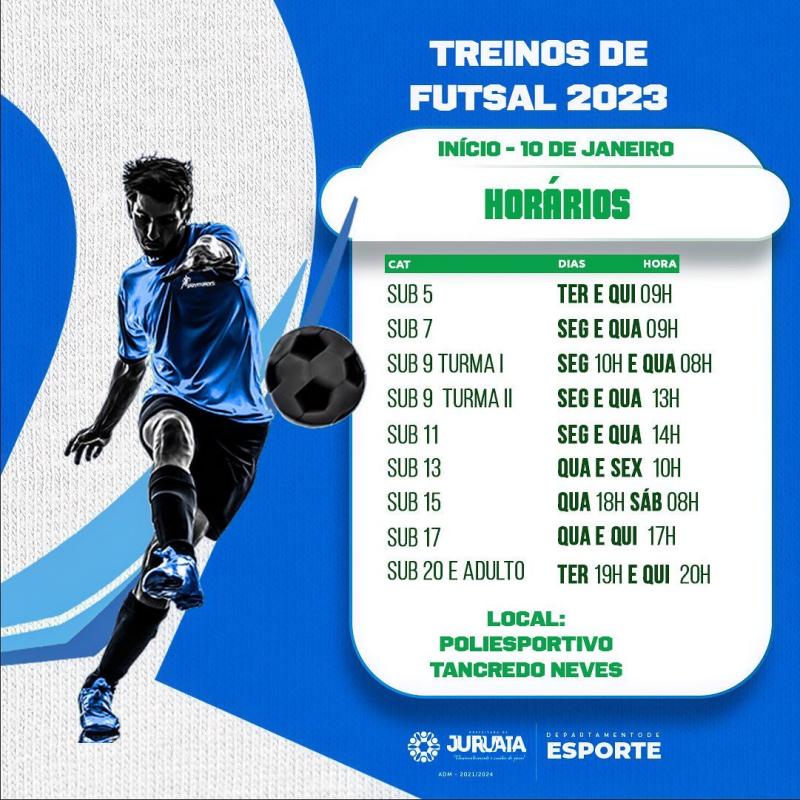 ATENÇÃO PARA OS HORÁRIOS DOS TREINOS: FUTSAL E HANDEBOL 2023