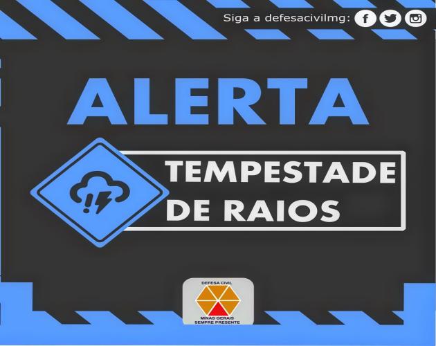 ALERTA DE POSSIBILIDADE TEMPESTADE COM CHUVA FORTE E RAIOS