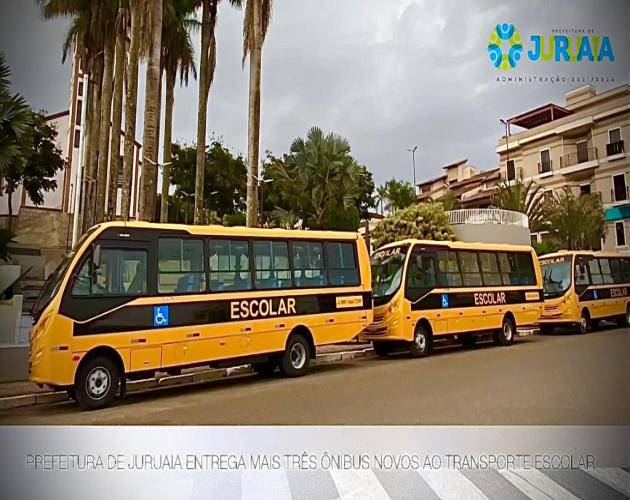PREFEITURA DE JURUAIA ENTREGA MAIS TRÊS ÔNIBUS NOVOS AO TRANSPORTE ESCOLAR