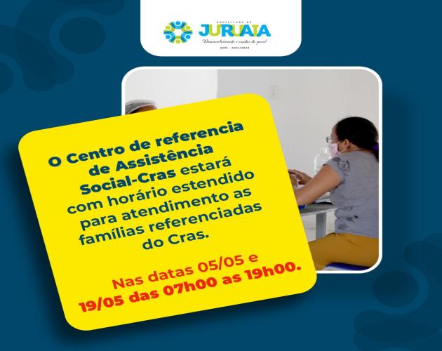 CRAS TERÁ HORÁRIO ESTENDIDO PARA ATENDIMENTO À COMUNIDADE