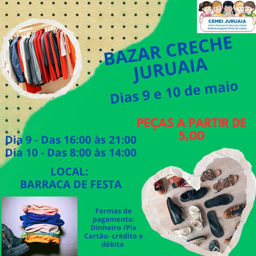Bazar da Creche de Juruaia promete ajudar e encantar a comunidade nos dias 9 e 10 de maio   