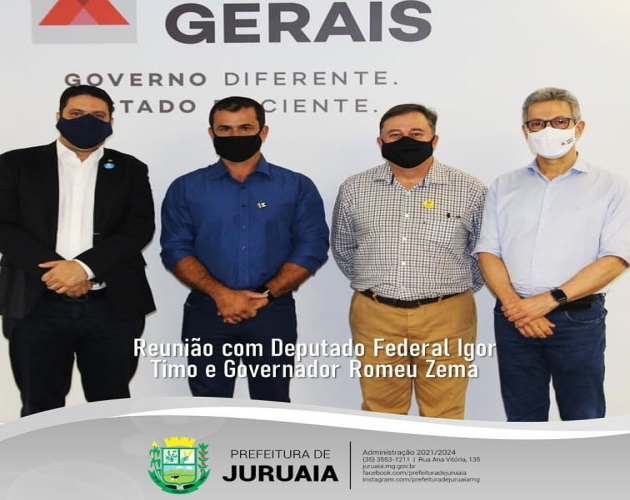 O Prefeito Álvaro Mariano Júnior, acompanhado do Vice-Prefeito Celso Marques Júnior, participaram hoje (19) de uma reunião com o Governador do Estado de Minas Gerais