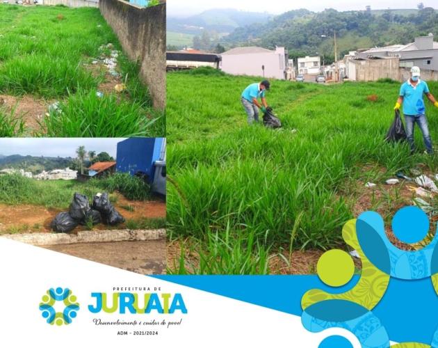 PREFEITURA DE JURUAUA MANTÉM LIMPEZA DE TERRENOS PARA COMBATER A DENGUE