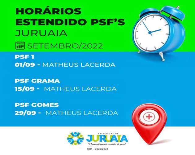 CONFIRA AS DATAS DOS ATENDIMENTOS EM HORÁRIO ESTENDIDO NOS PSFs