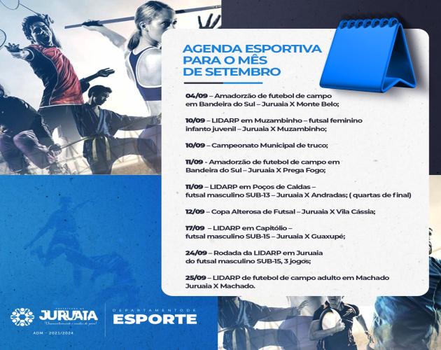 AGENDA ESPORTIVA PARA O MÊS DE SETEMBRO