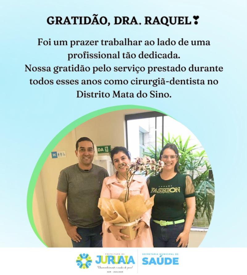 GRATIDÃO, DRA. RAQUEL
