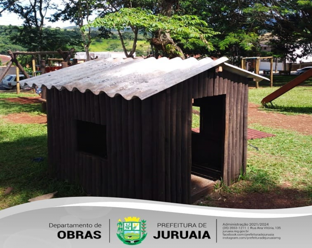 O departamento de obras realiza reforma no parque infantil instalado no Bairro Mirante 