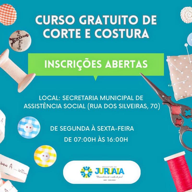 OPORTUNIDADE | SECRETARIA MUNICIPAL DE ASSISTÊNCIA SOCIAL DE JURUAIA PROMOVE CURSO GRATUITO DE CORTE E COSTURA