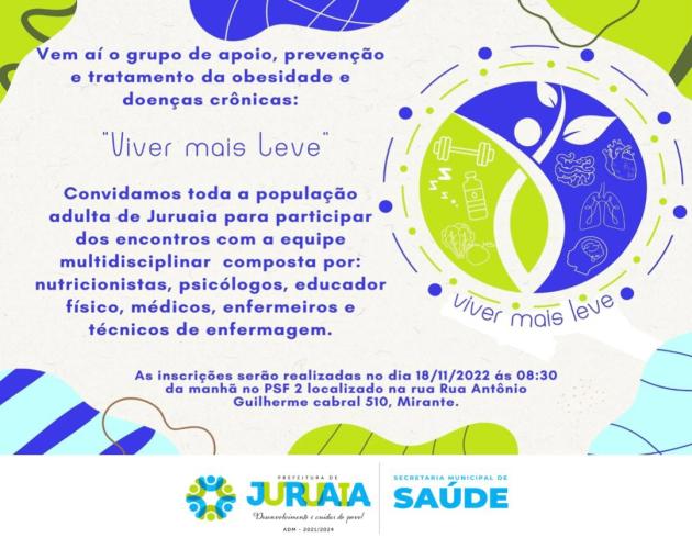 VEM AÍ O GRUPO DE APOIO, PREVENÇÃO E TRATAMENTO DE OBESIDADE E DOENÇAS CRÔNICAS: “VIVER MAIS LEVE”