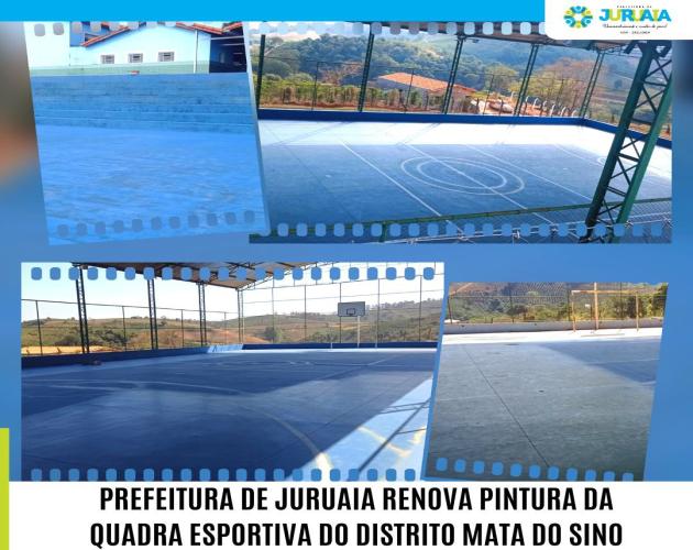 PREFEITURA DE JURUAIA RENOVA PINTURA DA QUADRA ESPORTIVA DO DISTRITO MATA DO SINO