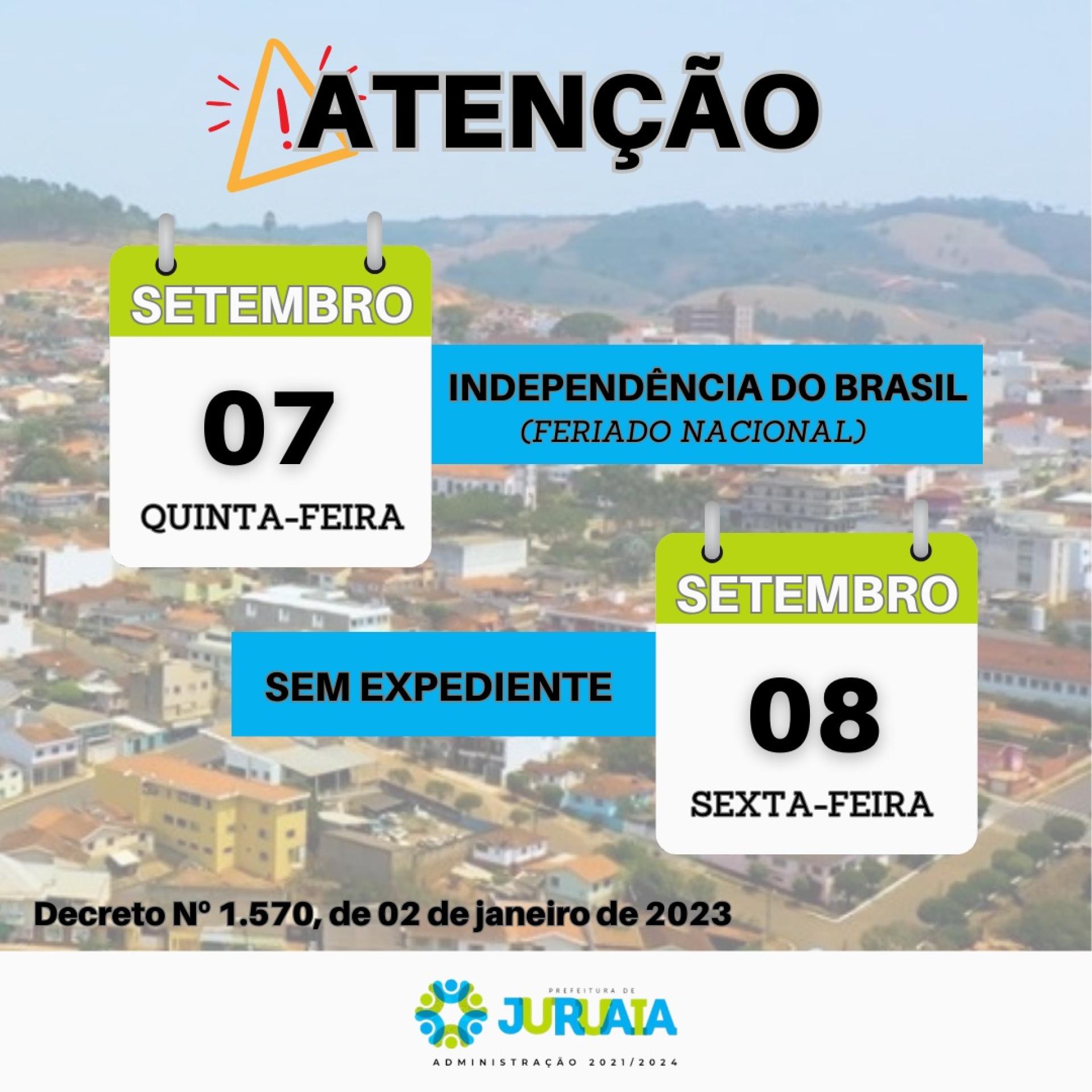 COMUNICADO - FERIADO DE INDEPENDÊNCIA DO BRASIL E PONTO FACULTATIVO