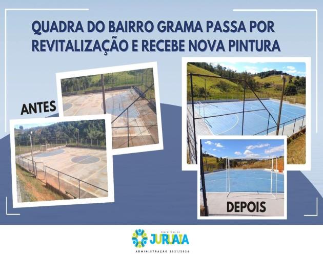 QUADRA DO BAIRRO GRAMA PASSA POR REVITALIZAÇÃO E RECEBE NOVA PINTURA