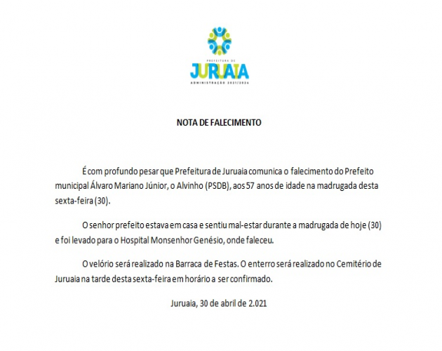 NOTA DE FALECIMENTO