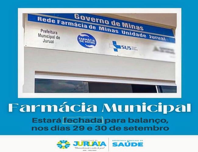 FARMÁCIA MUNICIPAL FECHADA PARA BALANÇO