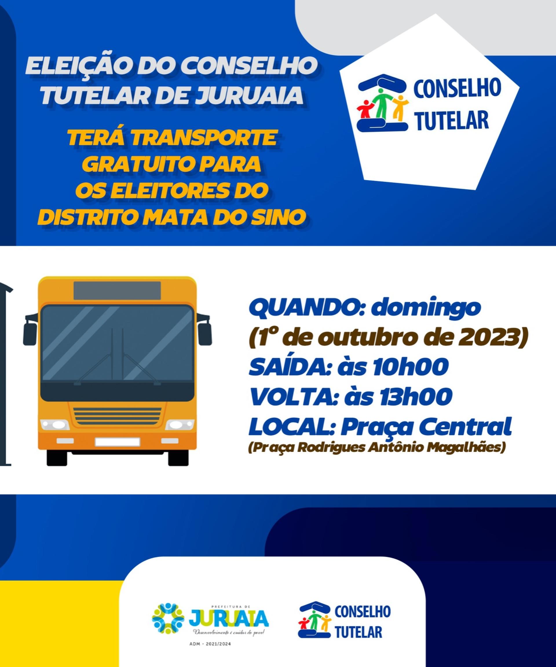 ELEIÇÃO DO CONSELHO TUTELAR DE JURUAIA TERÁ TRANSPORTE GRATUITO PARA OS ELEITORES DO DISTRITO MATA DO SINO