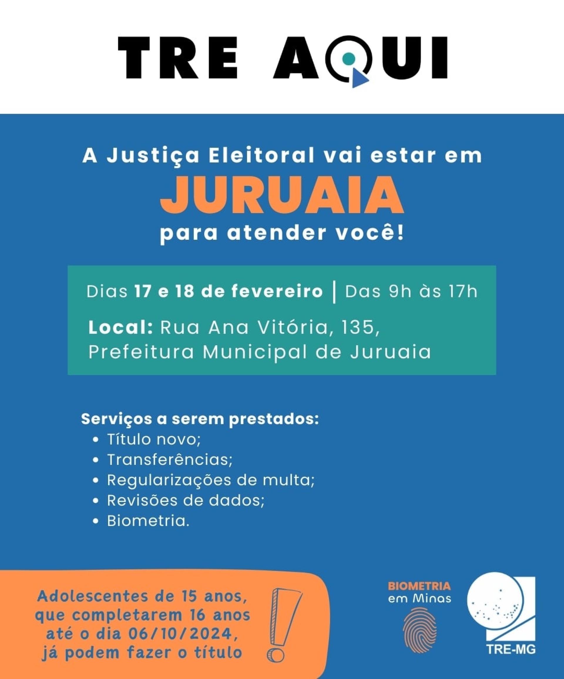 A justiça eleitoral estará em Juruaia