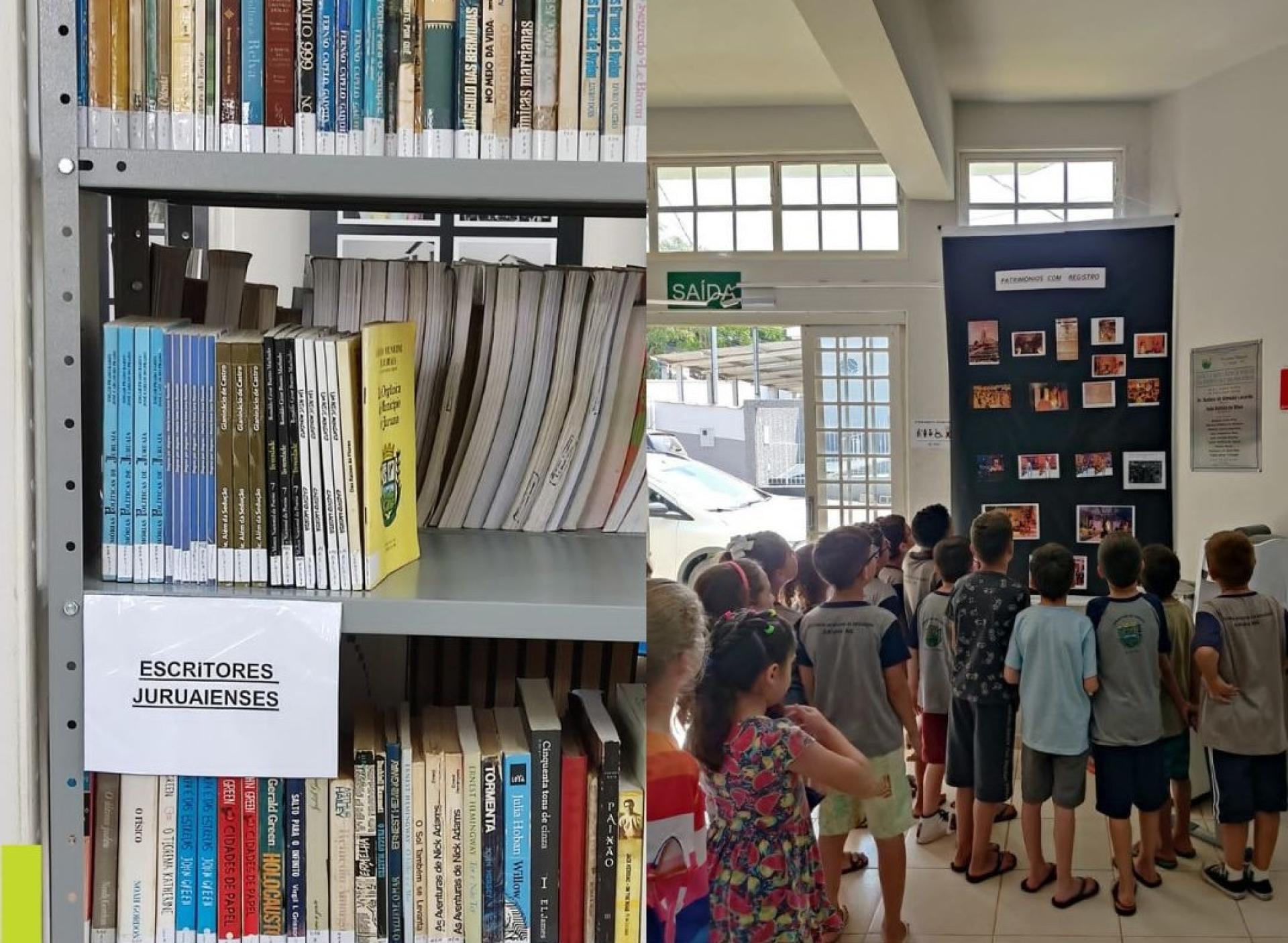 BIBLIOTECA DE JURUAIA REALIZA EXPOSIÇÃO DE FOTOS E LIVROS SOBRE A HISTÓRIA DO MUNICÍPIO E DE SEU PATRIMÔNIO CULTURAL