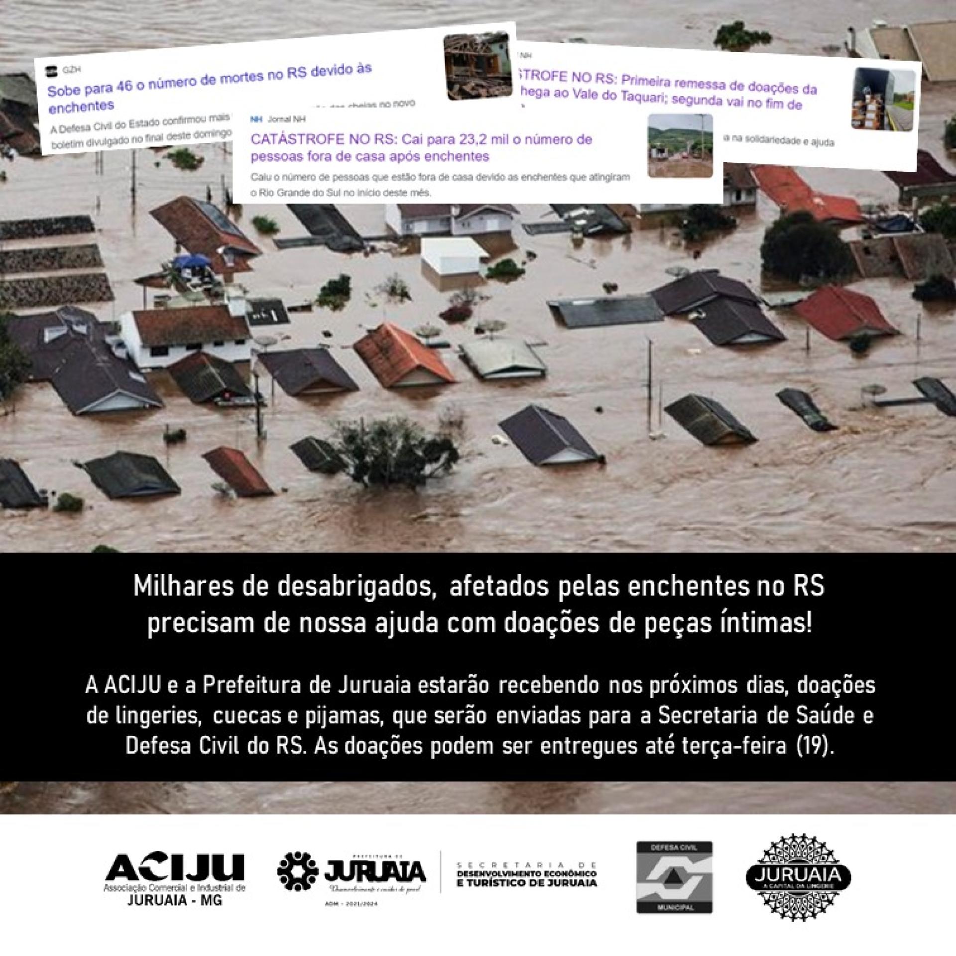 APOIO AOS ATINGIDOS PELA ENCHENTE NO RS