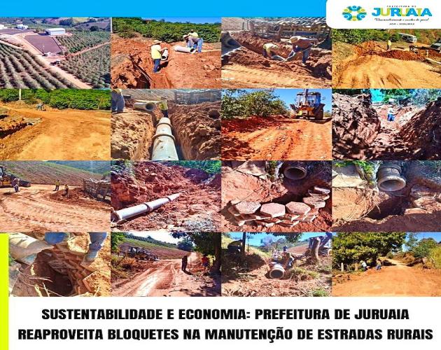 SUSTENTABILIDADE E ECONOMIA: PREFEITURA DE JURUAIA REAPROVEITA BLOQUETES NA MANUTENÇÃO DE ESTRADAS RURAIS