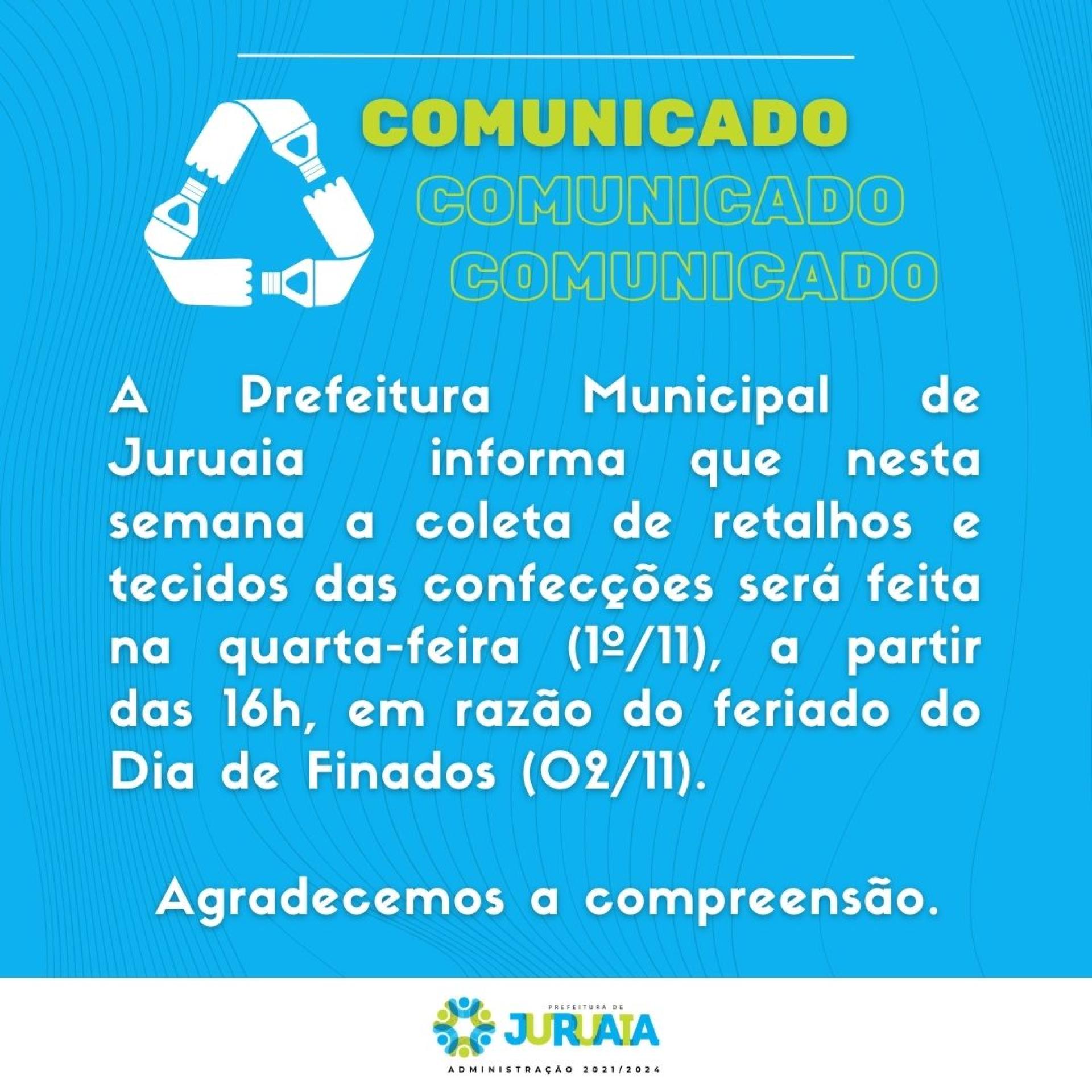 COMUNICADO - COLETA DE RETALHOS E TECIDOS