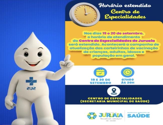 HORÁRIO ESTENDIDO – CENTRO DE ESPECIALIDADES