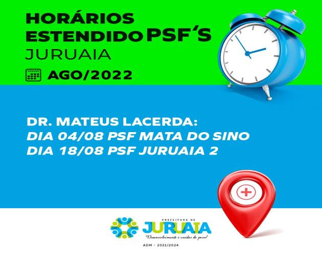 CONFIRA AS DATAS DOS ATENDIMENTOS EM HORÁRIO ESTENDIDO NOS PSFs