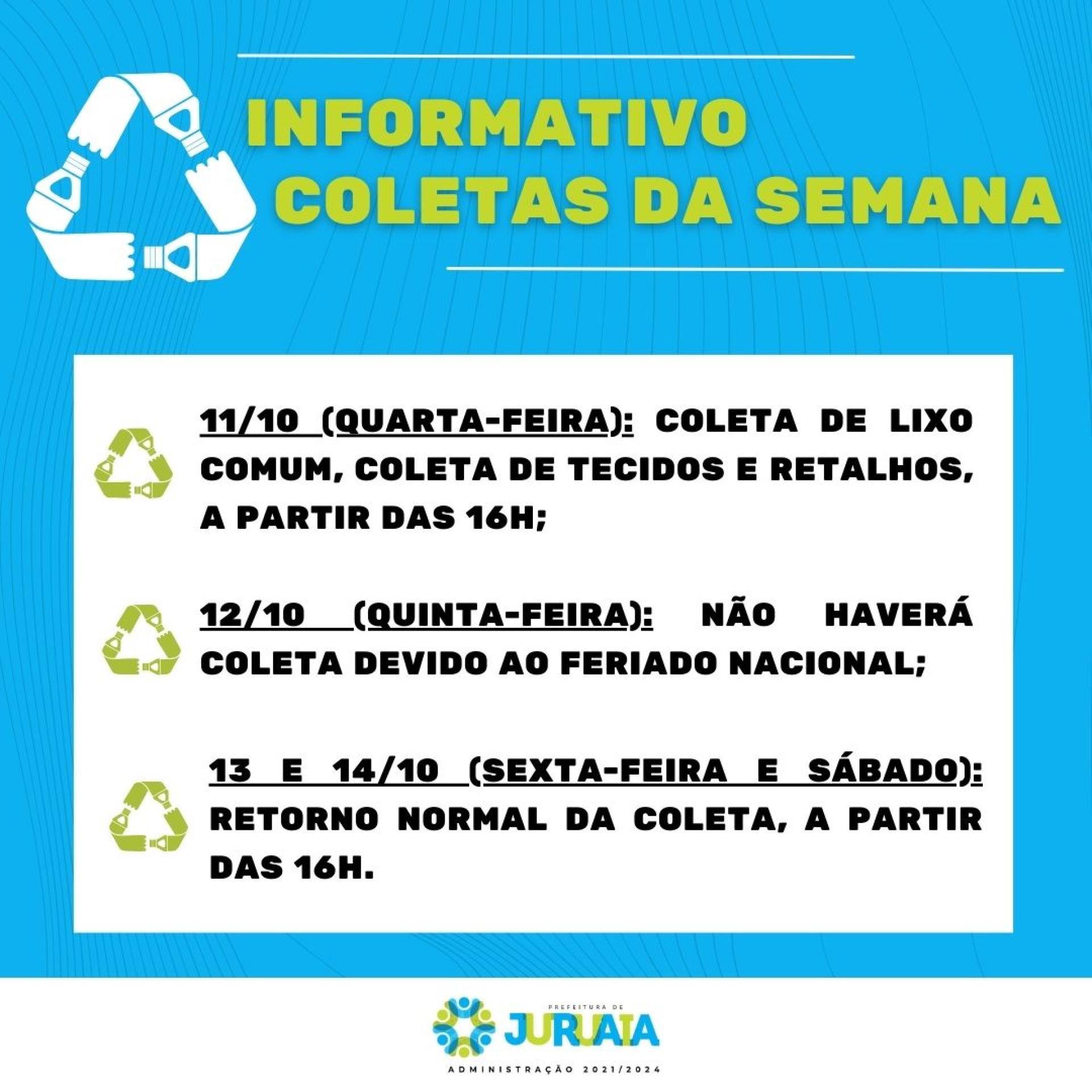  INFORMATIVO – COLETAS DA SEMANA