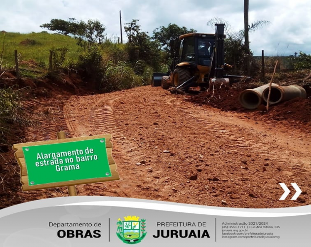 Alargamento de estrada no bairro Grama, aumentando a visibilidade dos usuários na curva