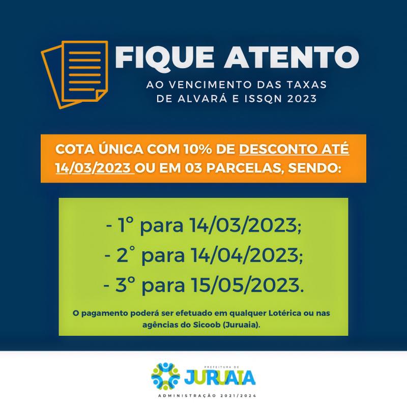 FIQUE ATENTO AO VENCIMENTO DAS TAXAS DE ALVARÁ E ISSQN 2023