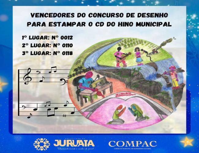 VENCEDORES DO CONCURSO DE DESENHO PARA ESTAMPAR O CD DO HINO MUNICIPAL