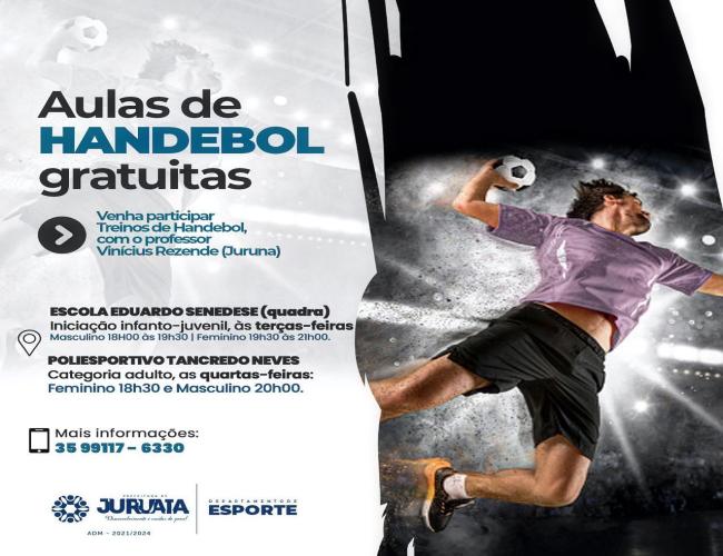 PREFEITURA DE JURUAIA E DEPARTAMENTO DE ESPORTES OFERECEM AULAS GRATUITAS DE HANDEBOL