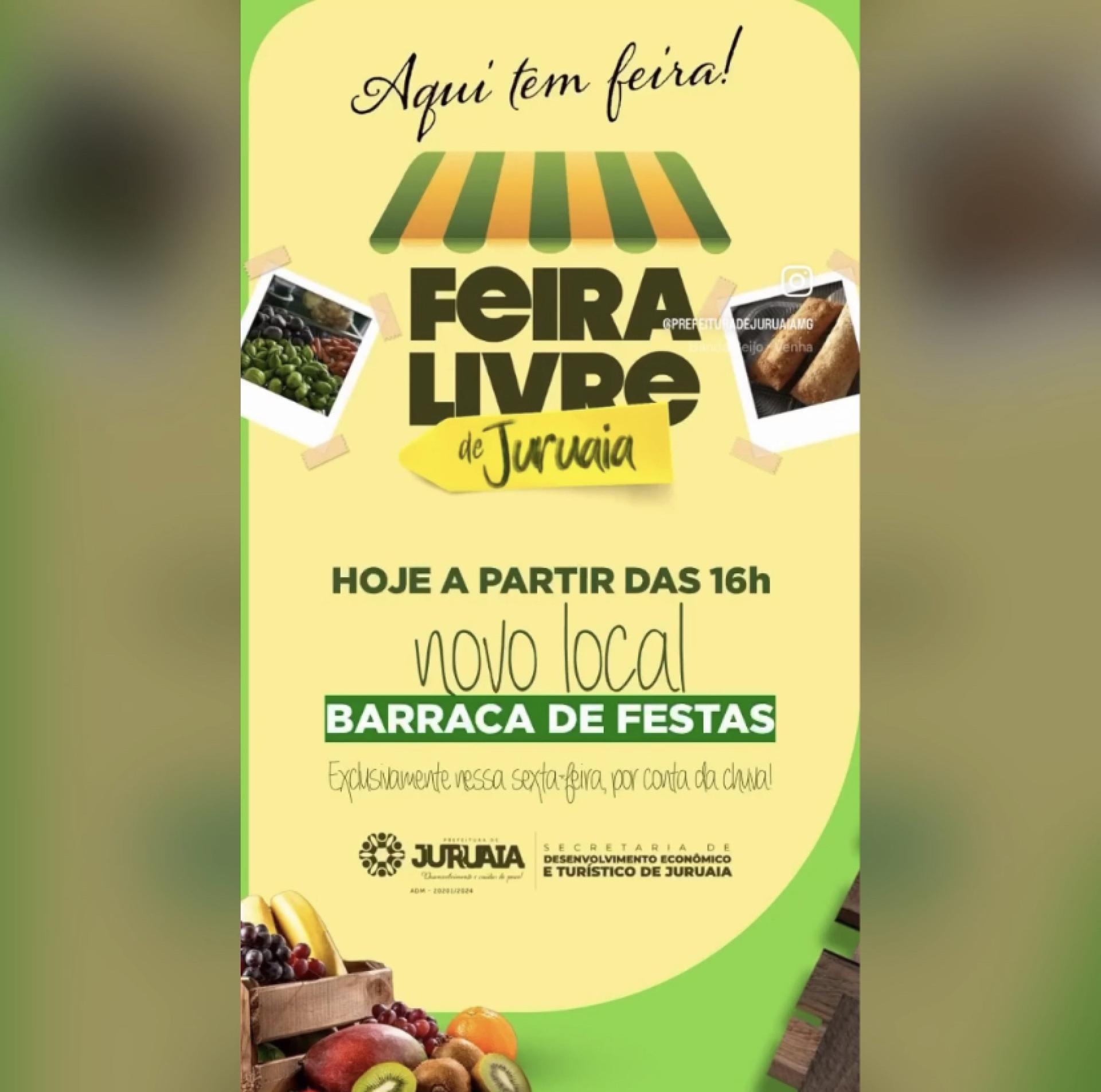 HOJE TEM FEIRA LIVRE DE JURUAIA NA BARRACA DE FESTAS