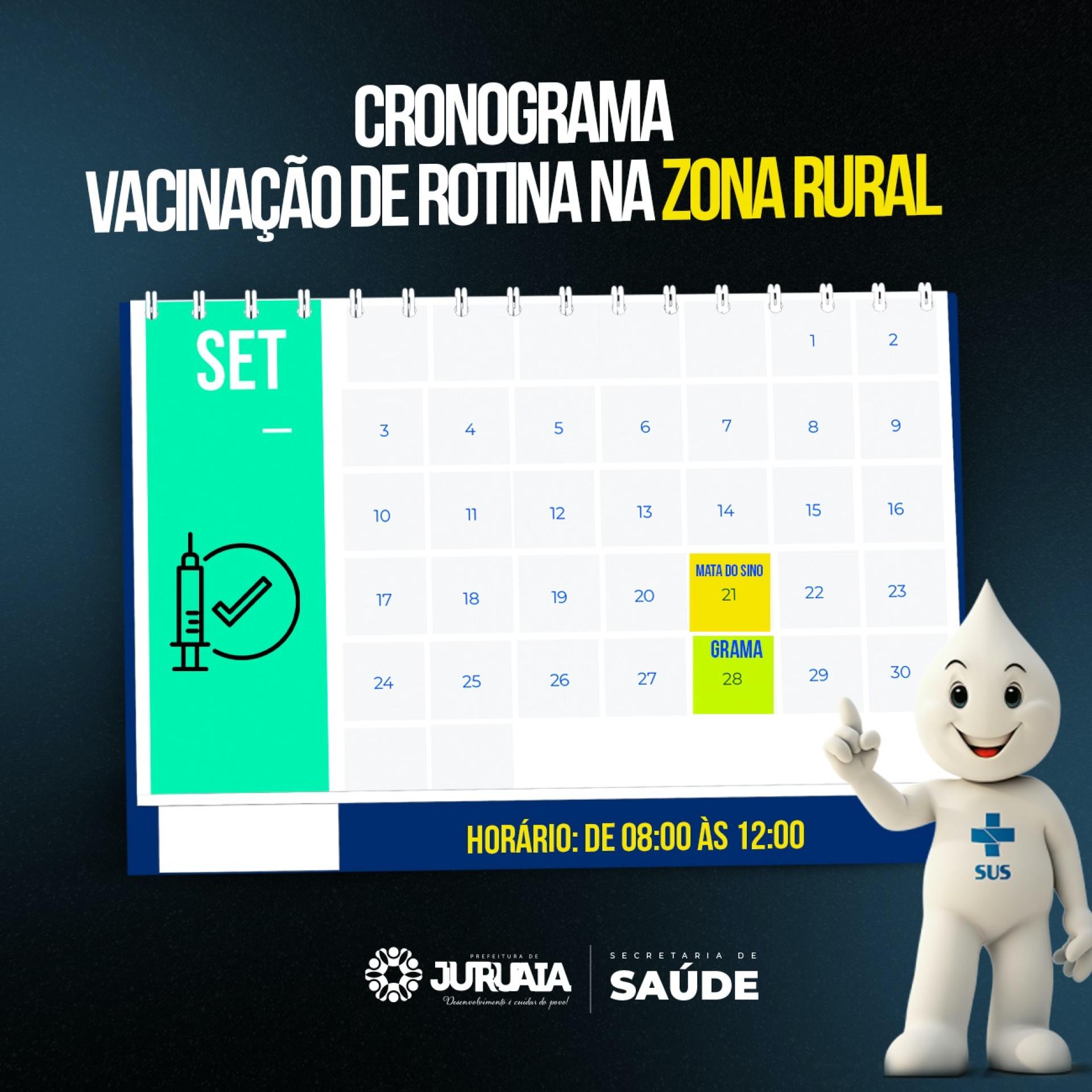(SETEMBRO) CRONOGRAMA - VACINAÇÃO DE ROTINA NA ZONA RURAL