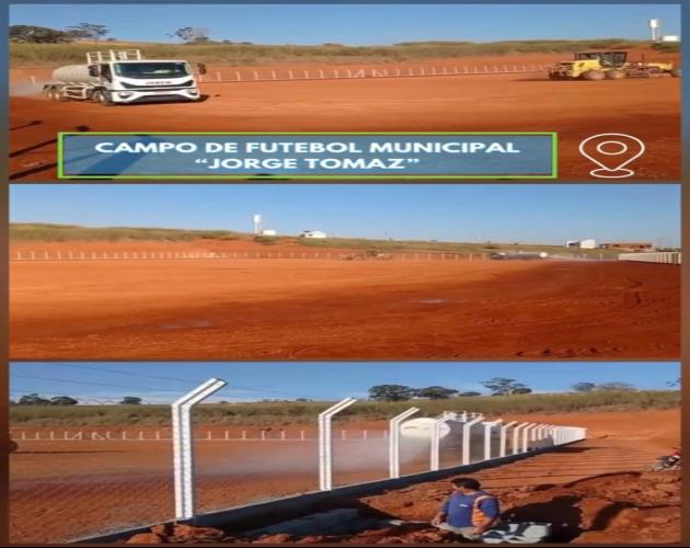 OBRAS DO CAMPO DE FUTEBOL MUNICIPAL JORGE TOMAZ CONTINUAM A TODO VAPOR