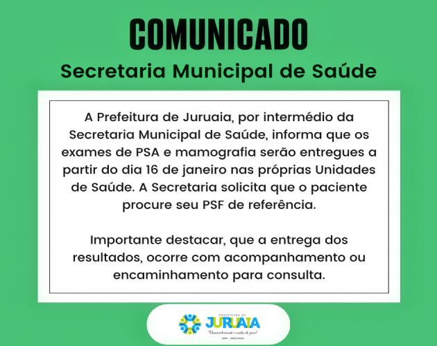 COMUNICADO DA SECRETARIA MUNICIPAL DE SAÚDE