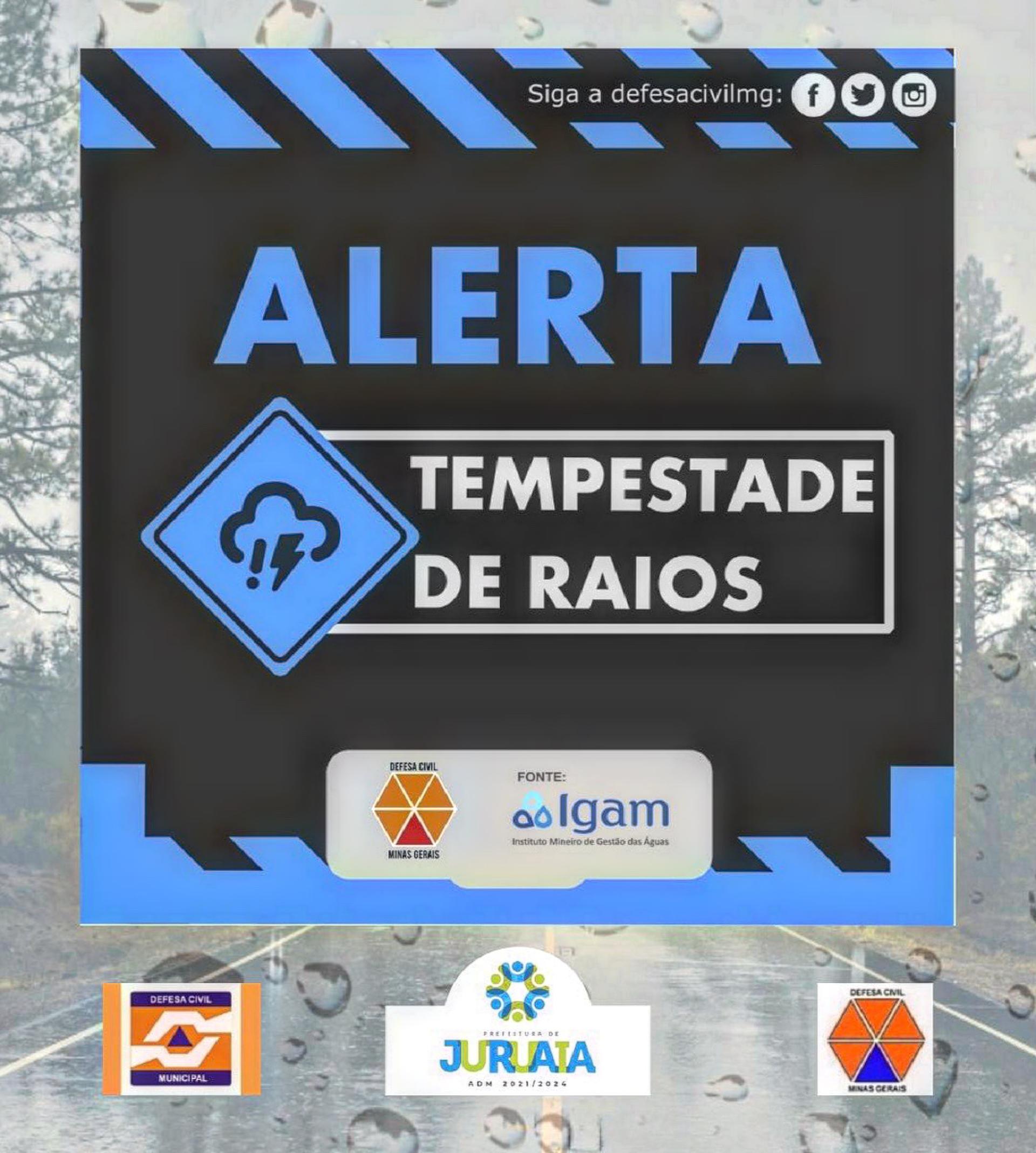 ALERTA DE POSSIBILIDADE DE TEMPESTADE SEVERA COM VENDAVAL E CHUVA FORTE