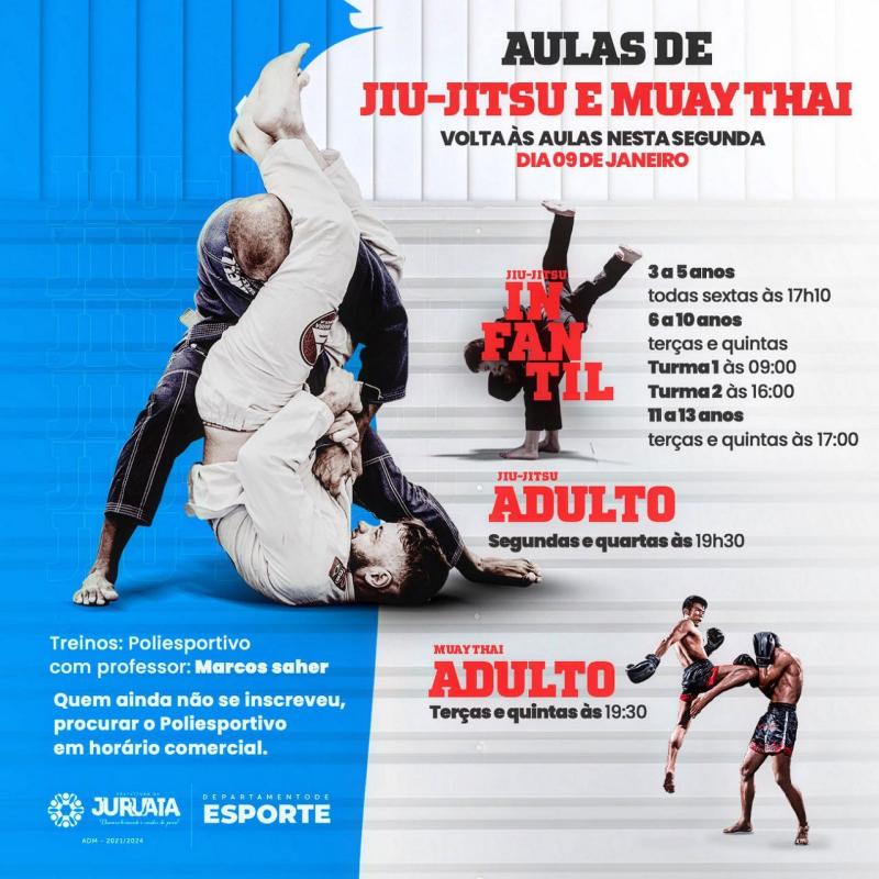 AS AULAS DE JIU-JITSU E MUAY THAI RETORNAM DIA 09 DE JANEIRO
